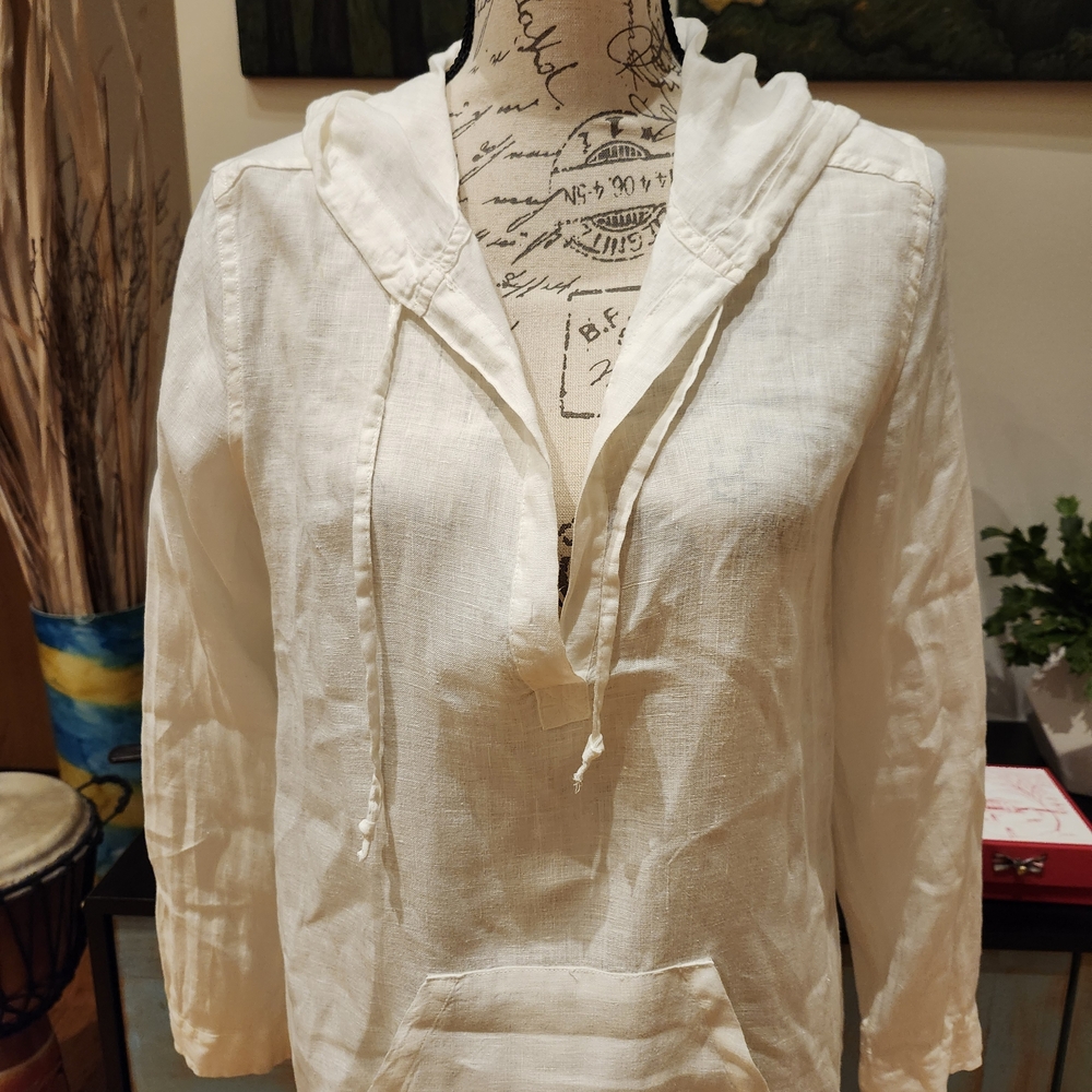 American Colors White Linen Hoodie - Picture 3 of 10